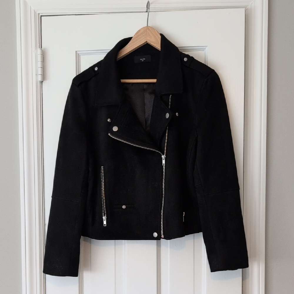 Mynta Black Faux Suede Moto Jacket